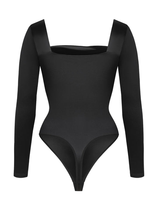Waterfall Neckline Satin Bodysuit