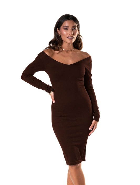 V-Neck Long Sleeve Shapewear Dress