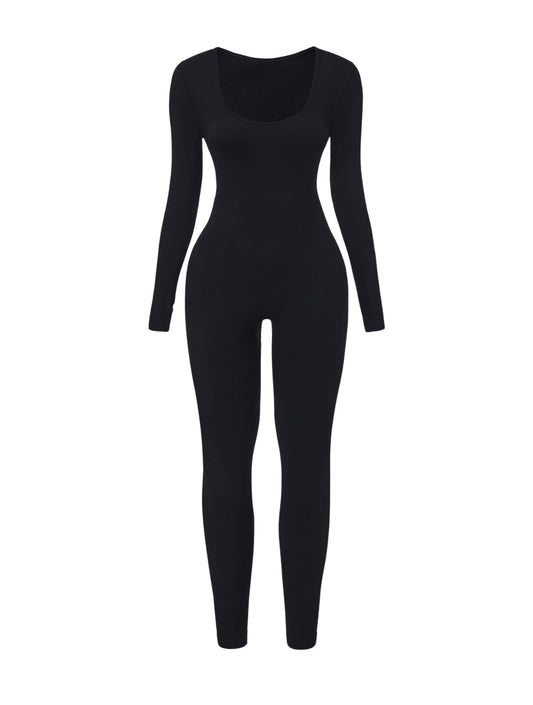 Ribbed Square Neck Jumpsuit