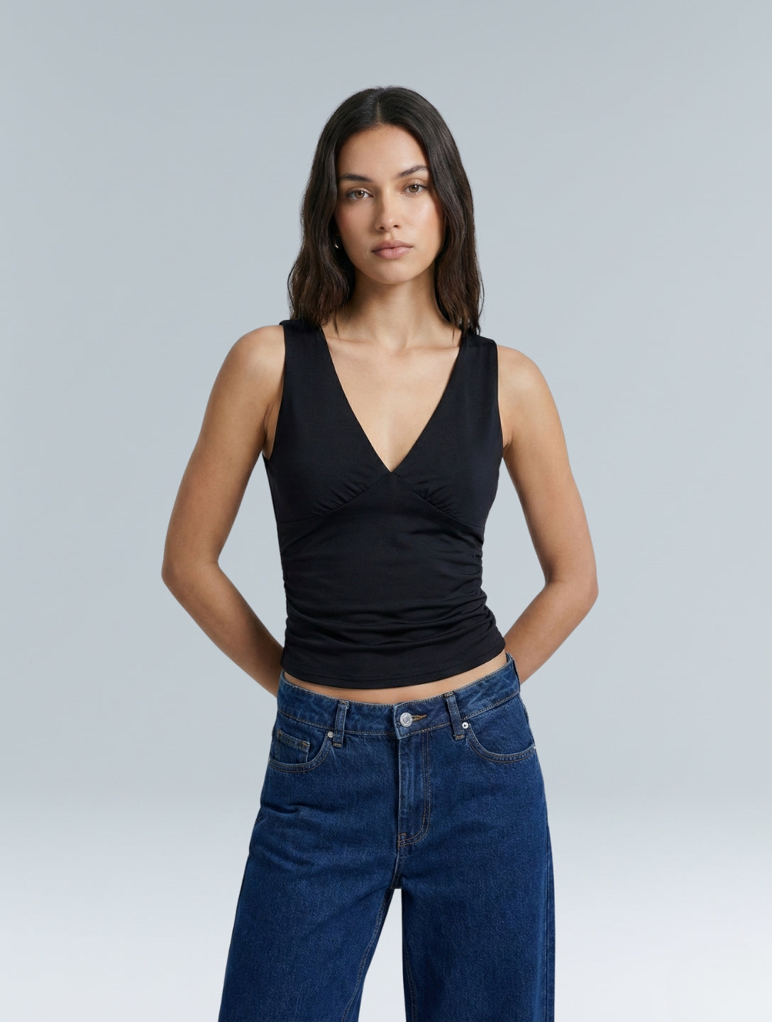 V-Neck Ruched Top