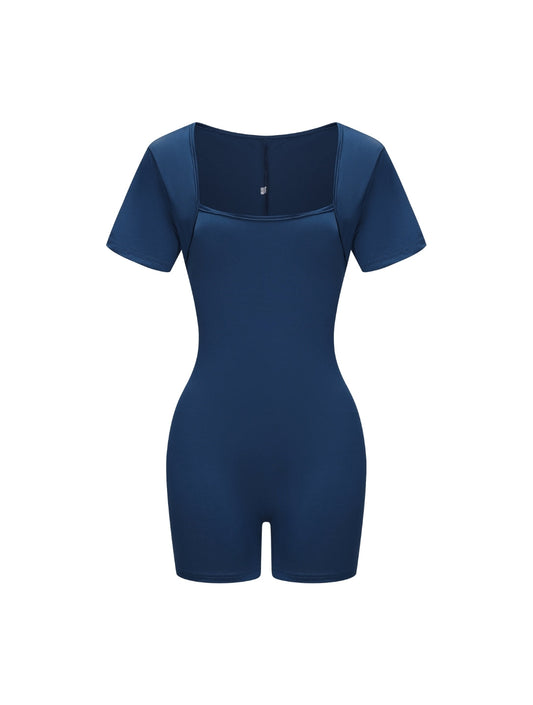 Square Neck Short Sleeve Jumpsuit