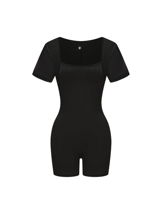 Square Neck Short Sleeve Jumpsuit